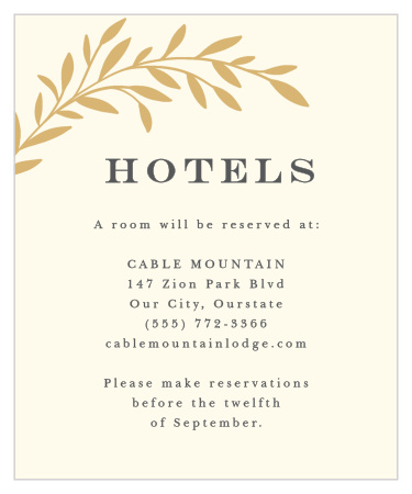 Let family and friends know where you have booked a block of rooms with our Tree Branch Silhouette Accommodation Cards.