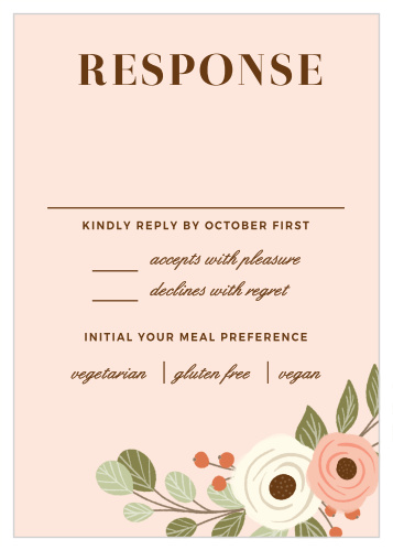 Our Country Chic Response Cards gather a headcount for every family member and friend that plans to attend your wedding.