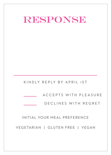 Our Art Pop Bat Mitzvah Response Cards give you the opportunity to tally up all of your guests, as well as their individualized needs.