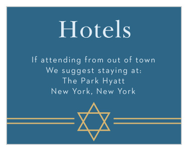 Recommend only the best local hotels to your guests with our stunning Cutting Edge Bar Mitzvah Lodging Cards.