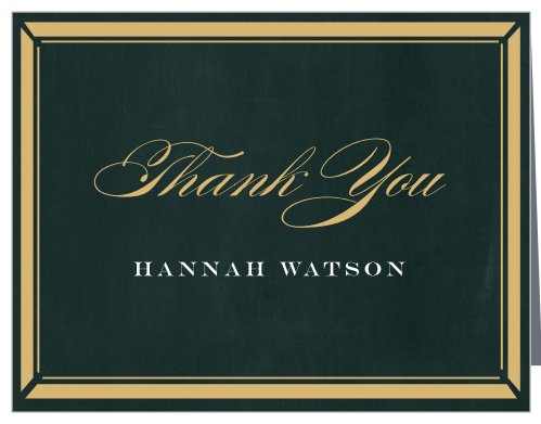 A gold framed chalkboard sets the stage for our Lovely Border Bridal Shower Thank You Cards.