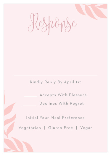 Our Enchanted Leaves Bat Mitzvah Response Cards give you the opportunity to tally up all of your guests, as well as their individualized needs.