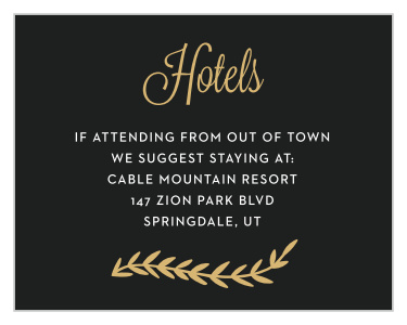 Recommend only the best local hotels to your guests with our stunning Gilded Vine Bat Mitzvah Lodging Cards.