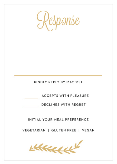 Our Gilded Vine Bat Mitzvah Response Cards give you the opportunity to tally up all of your guests, as well as their individualized needs.