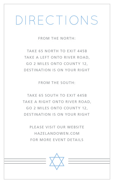 Simply Classic Bar Mitzvah Direction Cards