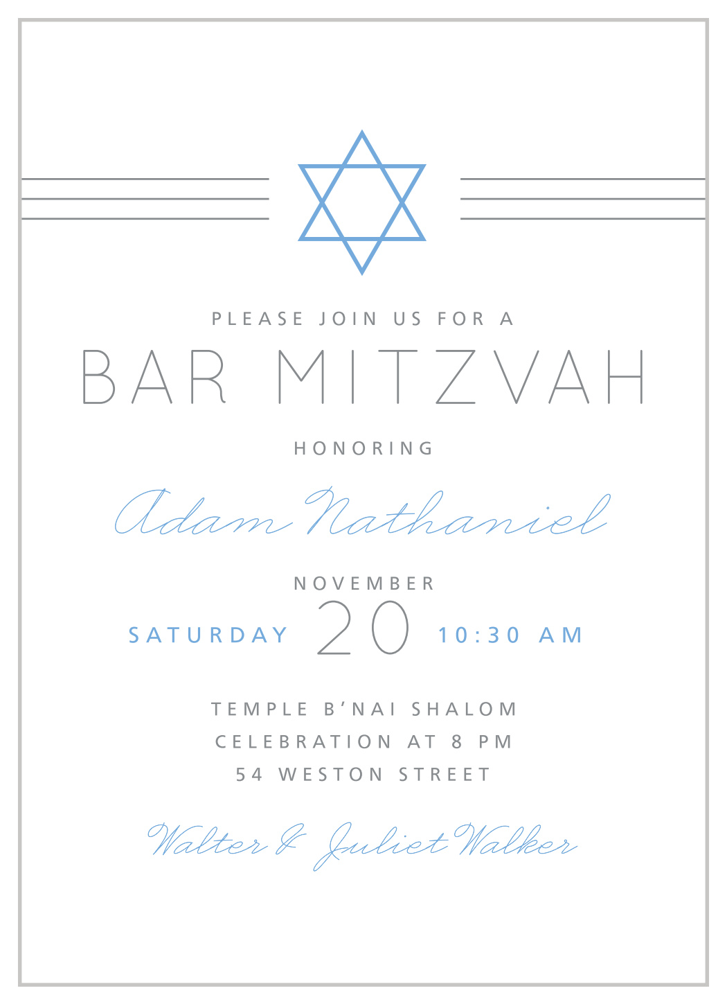 Simply Classic Bar Mitzvah Invitations
