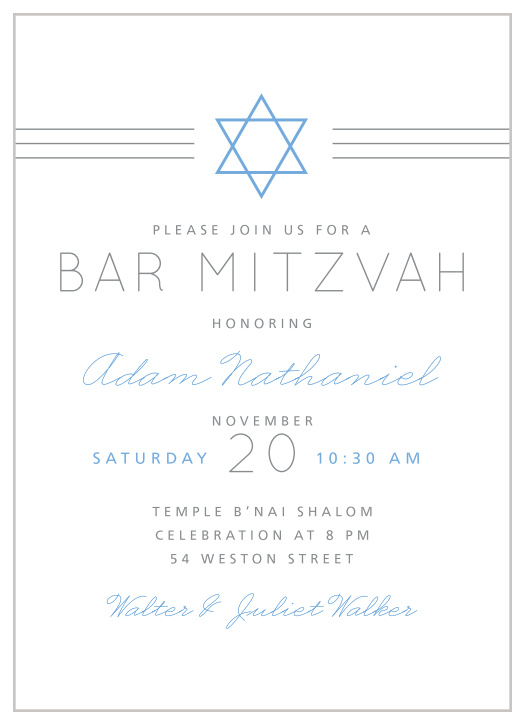 Celebrate one of the most important moments of his life, coming of age, with our stunning Simply Classic Bar Mitzvah Invitations.