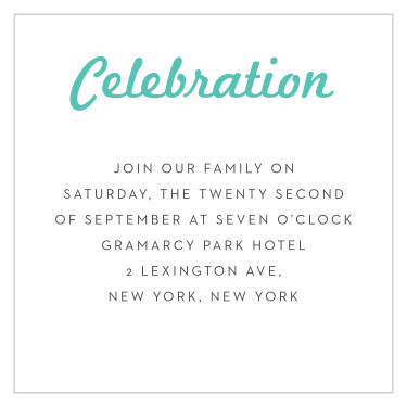 Our Clean Monogram Bar Mitzvah Reception Cards utilize the same gorgeous design and color scheme as several other cards in the Clean Monogram mitzvah suite.