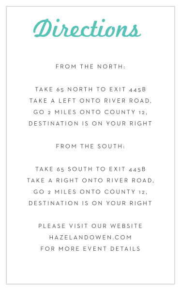 Our Clean Monogram Bar Mitzvah Direction Cards utilize the same gorgeous design and color scheme as several other cards in the Clean Monogram mitzvah suite.