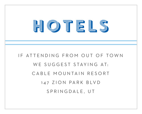 Ensure that your friends and family are as comfortable as possible with our Big Name Bar Mitzvah Lodging Cards.