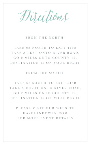 Guide your guests to the location of your daughter's celebration with our Romantic Script Bat Mitzvah Direction Cards.