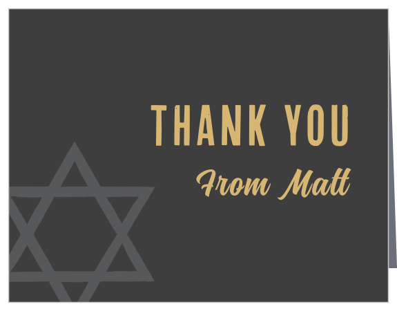 Our Modern Star Bar Mitzvah Thank You Cards utilize the same gorgeous design and color scheme as several other cards in the Modern Star mitzvah suite. 