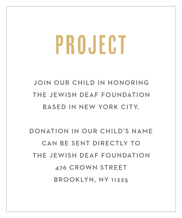 Our Modern Star Bar Mitzvah Project Cards utilize the same gorgeous design and color scheme as several other cards in the Modern Star mitzvah suite.