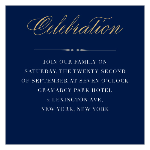 Our Perfect Type Bat Mitzvah Reception Cards utilize the same gorgeous design and color scheme as several other cards in the Perfect Type mitzvah suite.