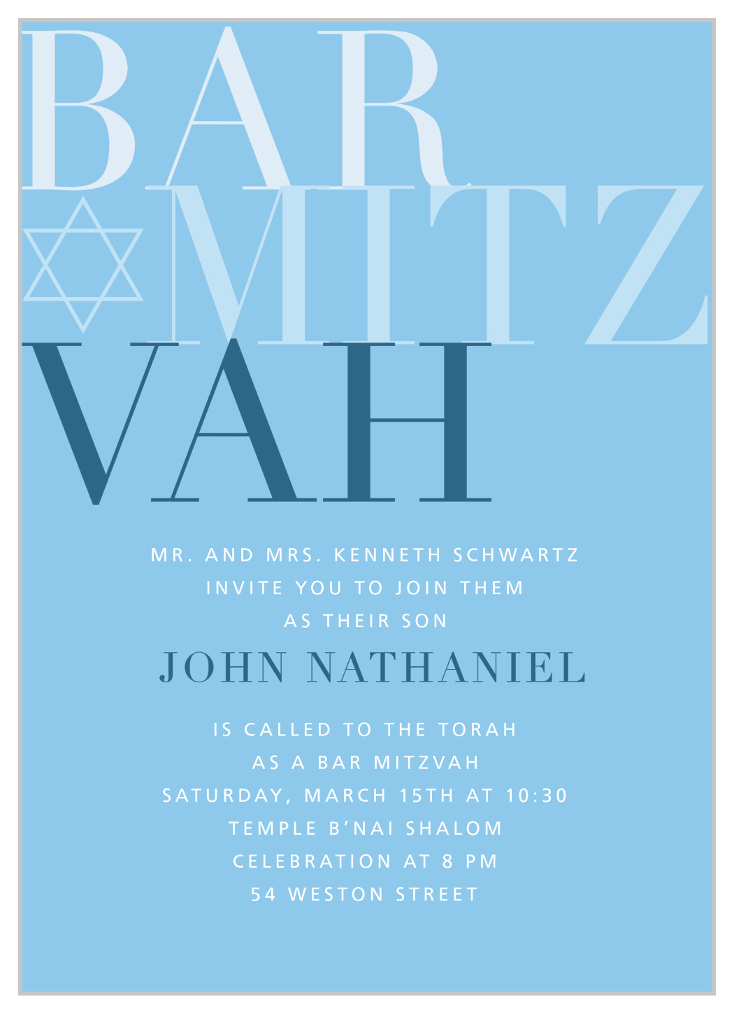 Bold Mitzvah Bar Mitzvah Invitations