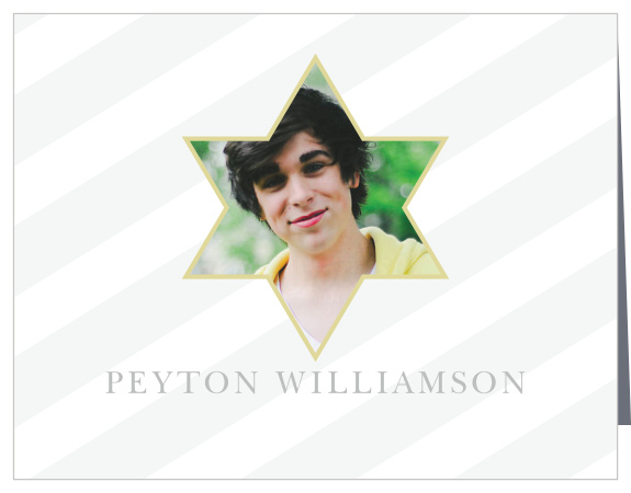 Our Frankly Framed Bar Mitzvah Thank You Cards utilize the same gorgeous design and color scheme as several other cards in the Frankly Framed mitzvah suite.