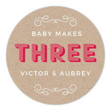 Our Big Three Baby Shower Stickers are perfect for the sweet parents who are expecting another addition to their family!