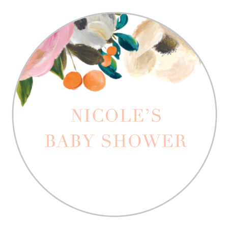 Gouache Blooms Baby Shower Stickers