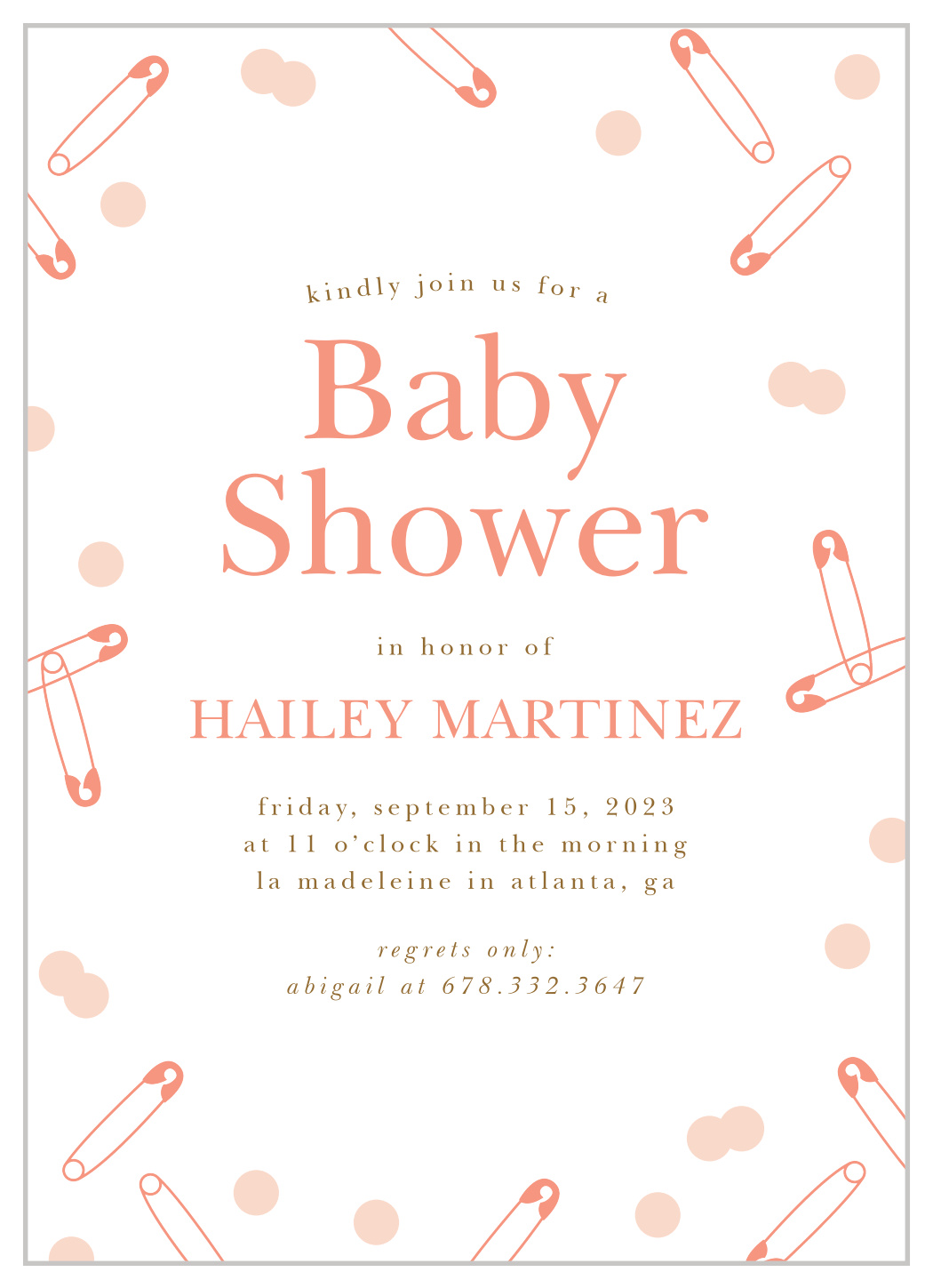 Minimalist Confetti Baby Shower Invitations