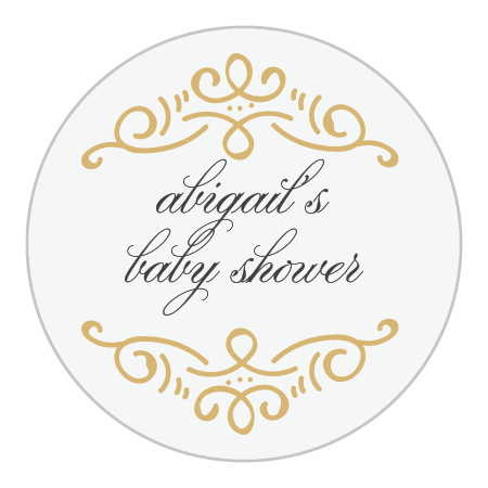 Ornate Rattle Baby Shower Stickers
