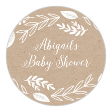A white botanical frame surrounds your event details atop a kraft background.