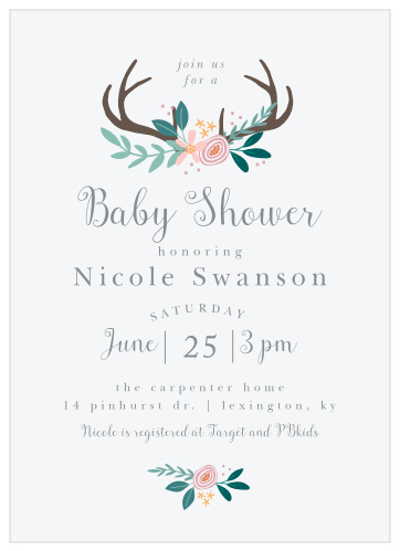 You'll love the darling illustrations featured on our Rustic Bouquet Baby Shower Invitations!