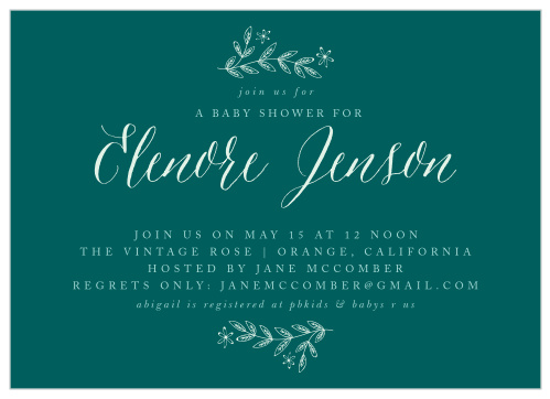 Your name is written out in an elegant sea spray green script atop a voyage colored background.