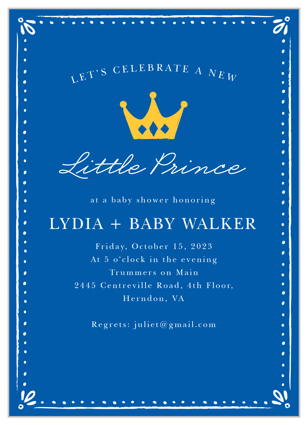 Sweet Prince Baby Shower Invitations