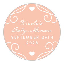 Our Swirls & Hearts Baby Shower Stickers are classically lovely. 
