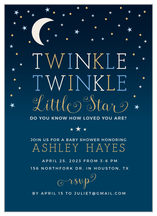 Our Twinkle Little Star Baby Shower Invitations are heartwarmingly sweet! 