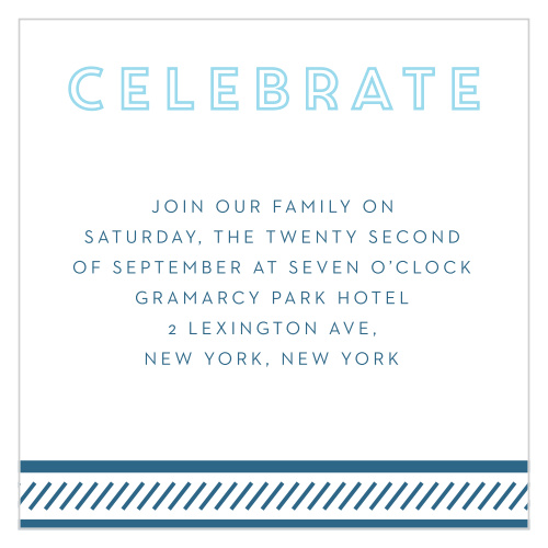 Our Retro Columns Bar Mitzvah Reception Cards utilize the same gorgeous design and color scheme as several other cards in the Retro Columns mitzvah suite.