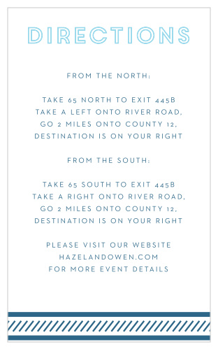 Our Retro Columns Bar Mitzvah Direction Cards utilize the same gorgeous design and color scheme as several other cards in the Retro Columns mitzvah suite.