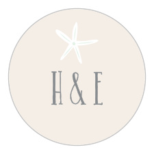 With a sand-tan background and deep-gray text to give the impression of writing in wet sand, our Starfish Beach Wedding Stickers are a gorgeous match for the primary invitations.