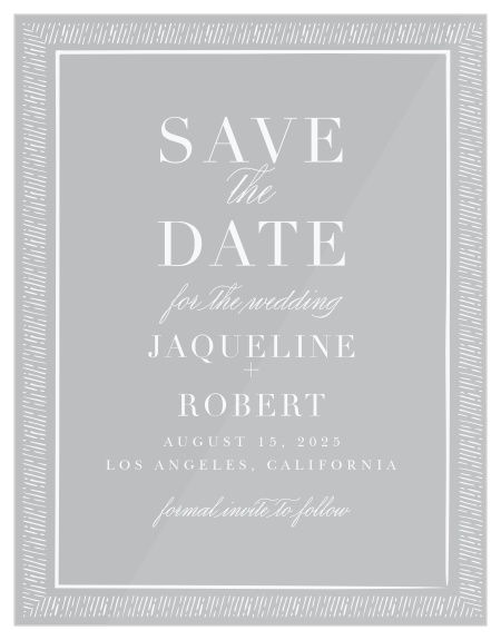 Give your guests all of the information they need, well in advance, with our gorgeous Handdrawn Frame Clear Save-the-Date Cards. An elegant duo of fonts- swooping cursive and a vintage print- ensure that the details are as easy to read as they are on the eyes, while the see-through background offers a different style in every environment.