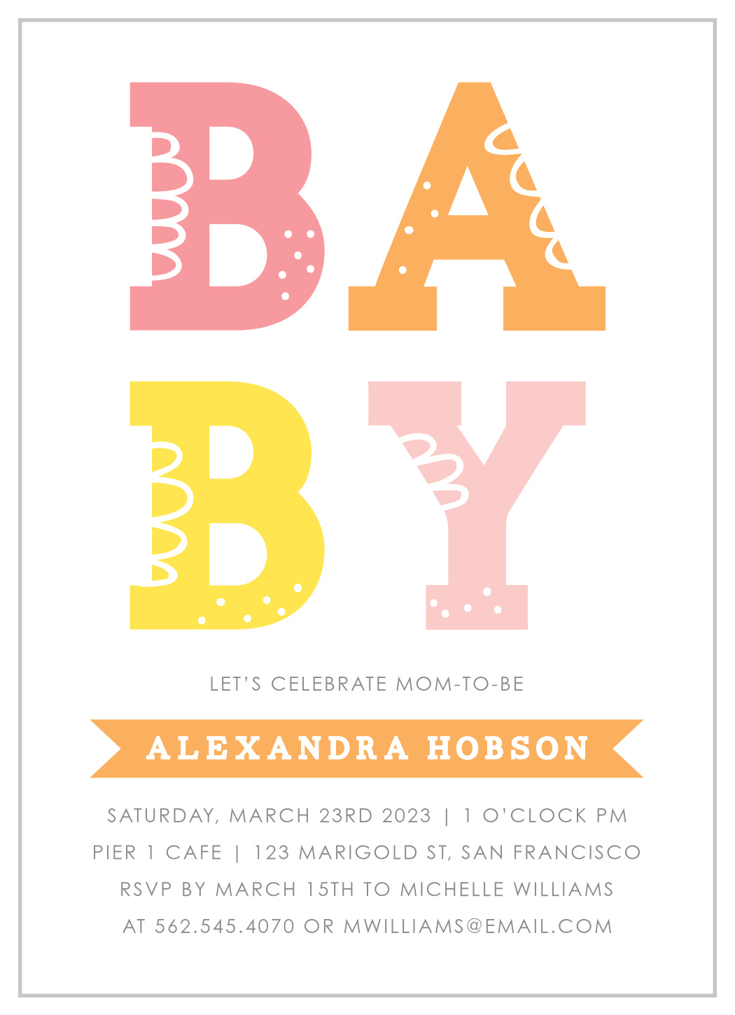 Stacked Letters Baby Shower Invitations