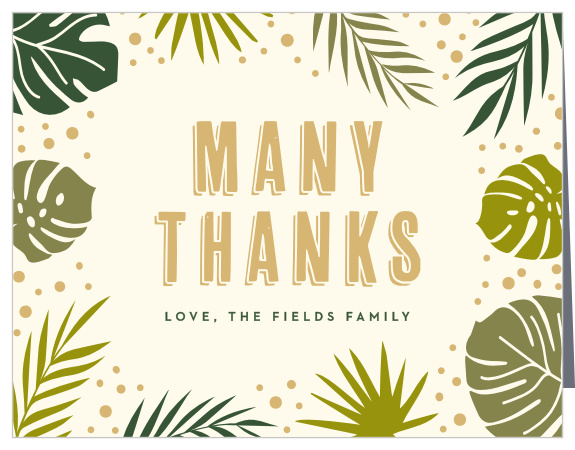 Thank your guests for the fun times with our Tropical Leaves Baby Shower Thank You Cards.
