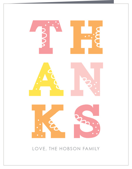 Say it loud and say it proud with our Stacked Letters Baby Shower Thank You Cards.