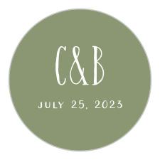 Our Succulent Wreath Wedding Stickers are done up in a guacamole green with handwritten typography.