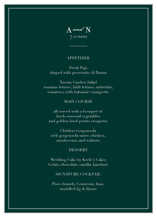 Our Southern Romance Wedding Menus are a perfect choice for your perfect day. 