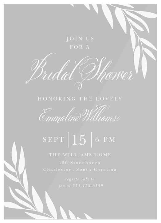 Surround yourself with the people you care about most in preparation of your big day with our Greenery Leaves Clear Bridal Shower Invitations. Laurel branches stretch lazily toward your invitational text, framing it from opposing corners, while a duo of typefaces ensure that your cards are as easy to read as they are to love.
