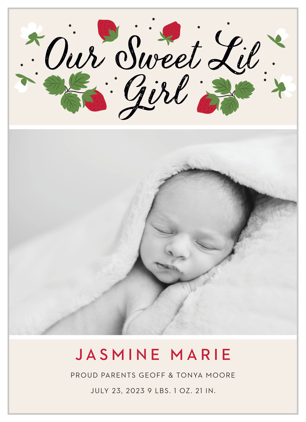Strawberry Patch Birth Announcements