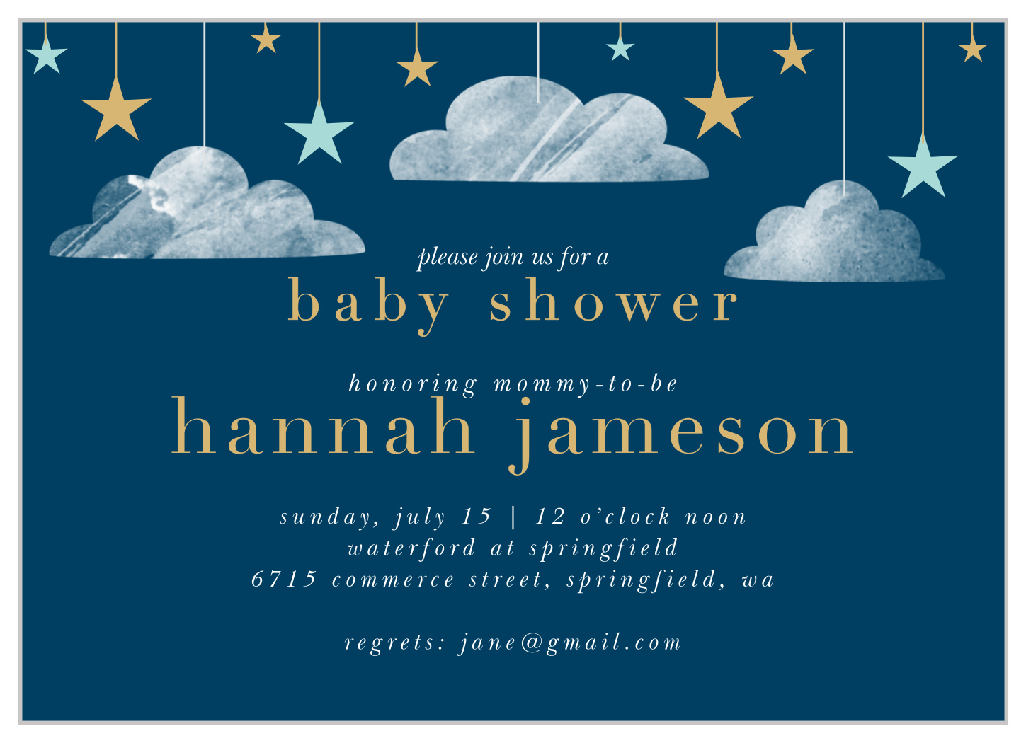 Dark Cloud Baby Shower Invitations