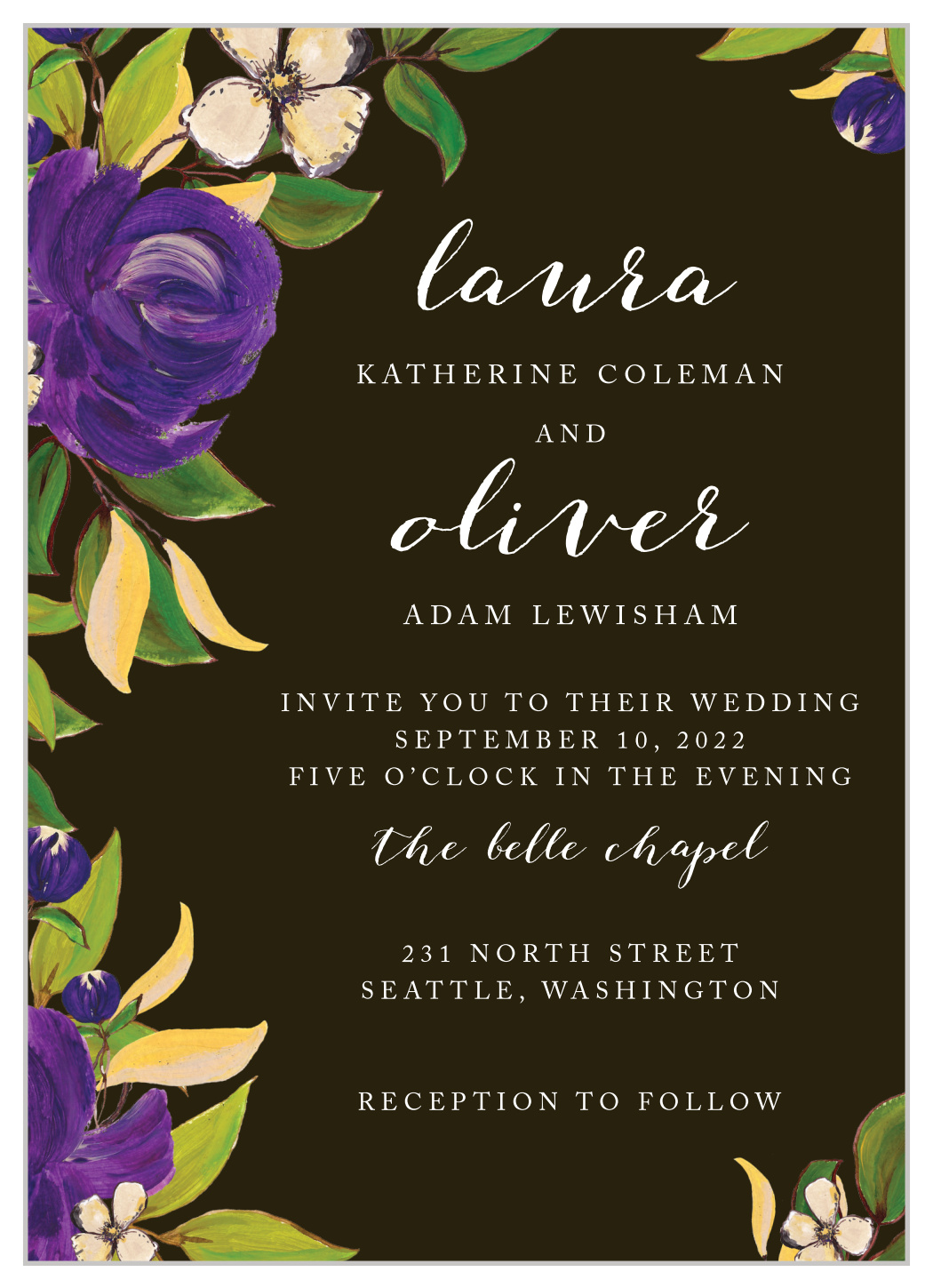 Purple Blooms Wedding Invitations