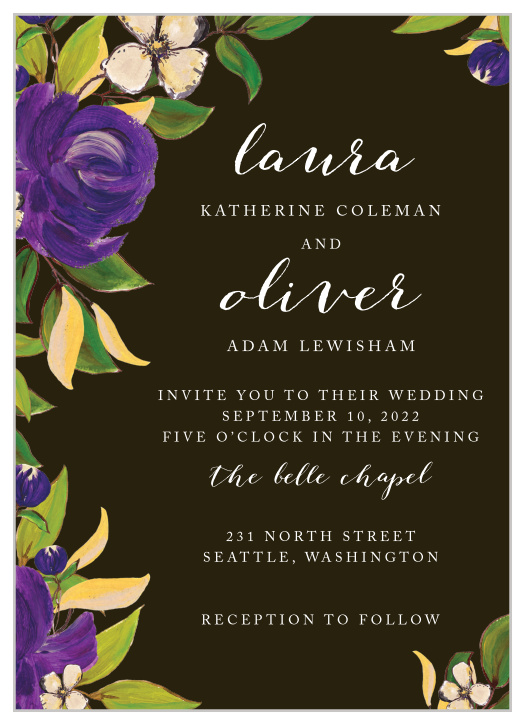 Our Purple Blooms Wedding Invitations offer a focus on florals for a stunning look.