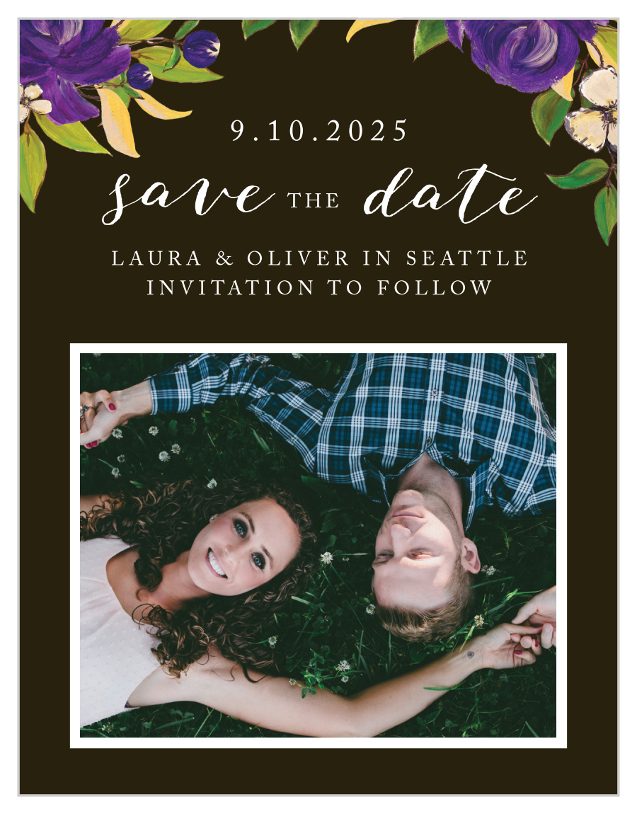 Purple Blooms Save the Date Cards