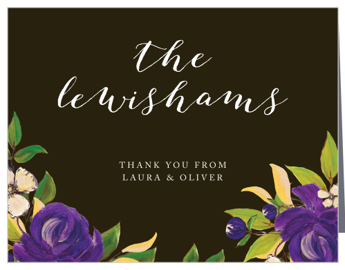 Purple Blooms Wedding Thank You Cards