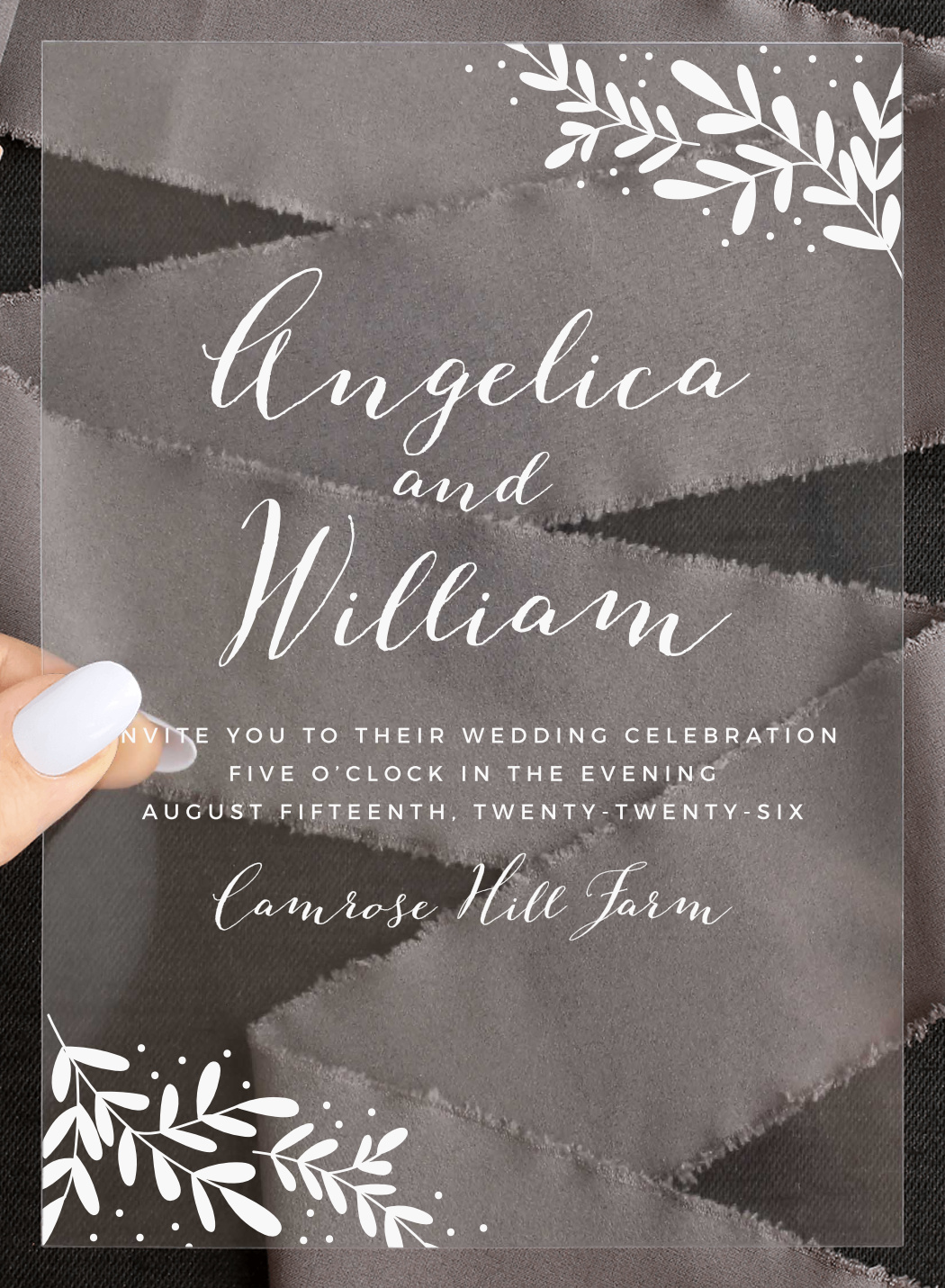 Garden Leaves Clear Wedding Invitations