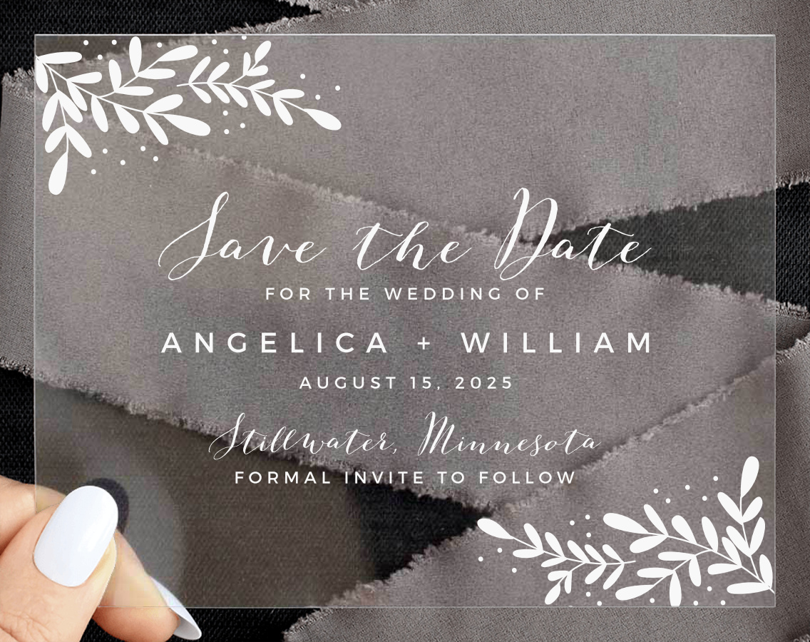 Garden Leaves Clear Save the Date Cards