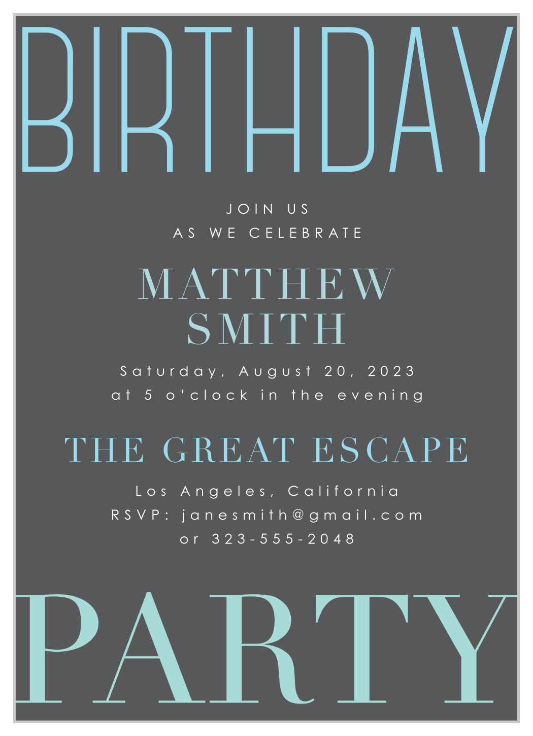 Modern Soiree Adult Birthday Invitations