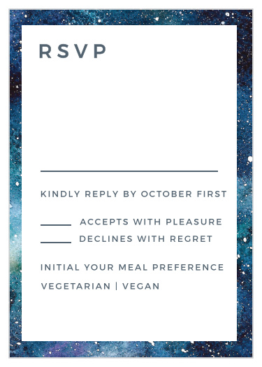 Our Starry Galaxy Response Cards feature a spacey and modern template.
